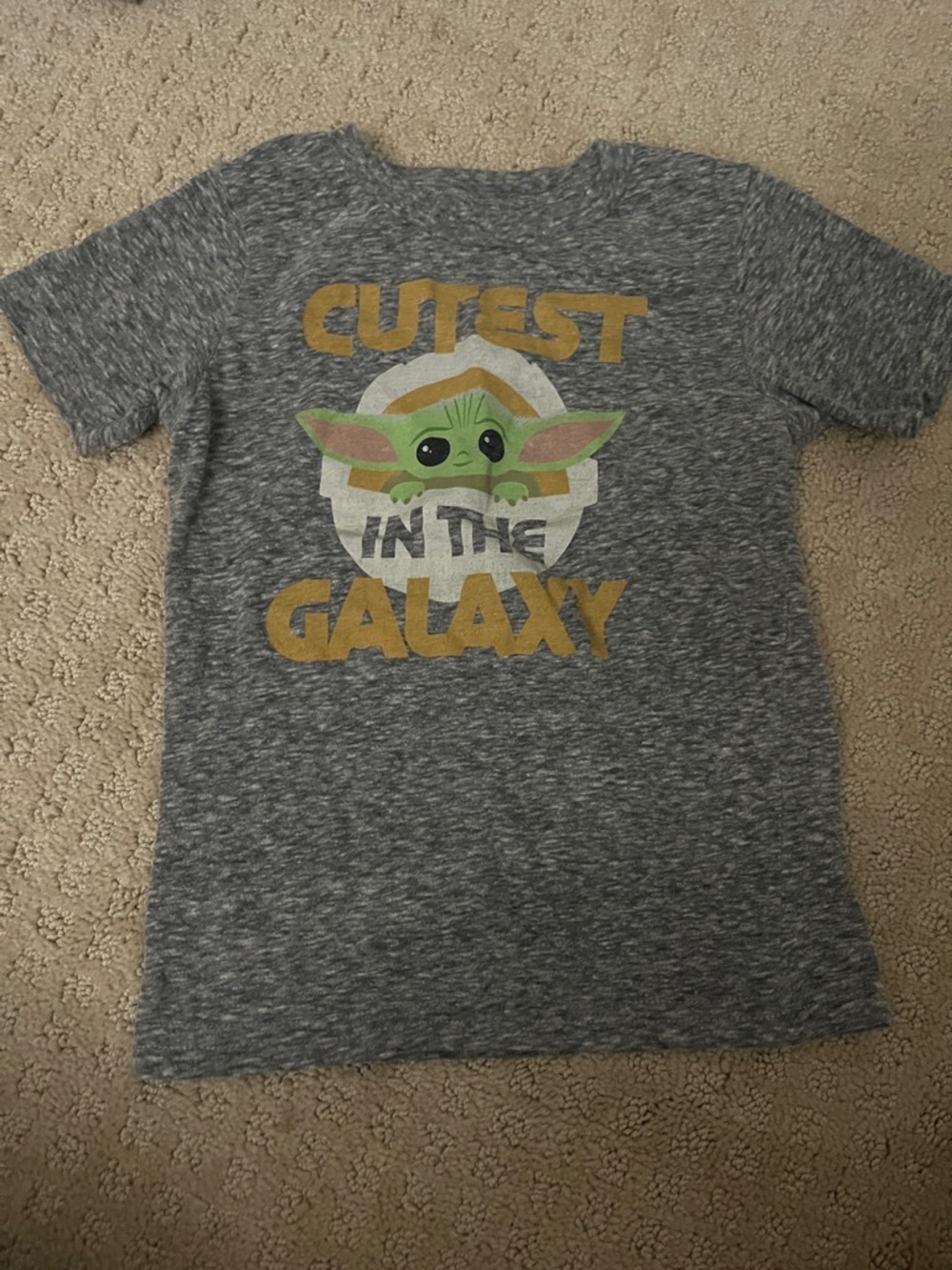 Gray Cutest in the Galaxy T shirt featuring baby yoda mandalorian Star Wars 3t
